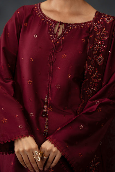 Rameena by NAQSHI close-up of sleeve embroidery and subtle sequin detailing on fabric